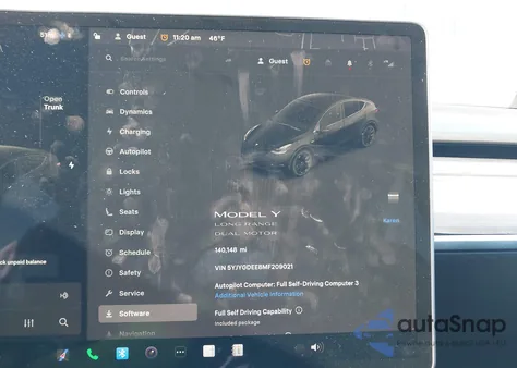 2021 Tesla Model Y Long Range Dual Motor All-Wheel Drive z USA, uszkodzony, nr VIN 5YJYGDEE8MF209021